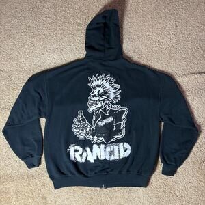 Rancid 2008 Punk Rock Black Zip Up Hoodie Men’s Sz XL Preowned